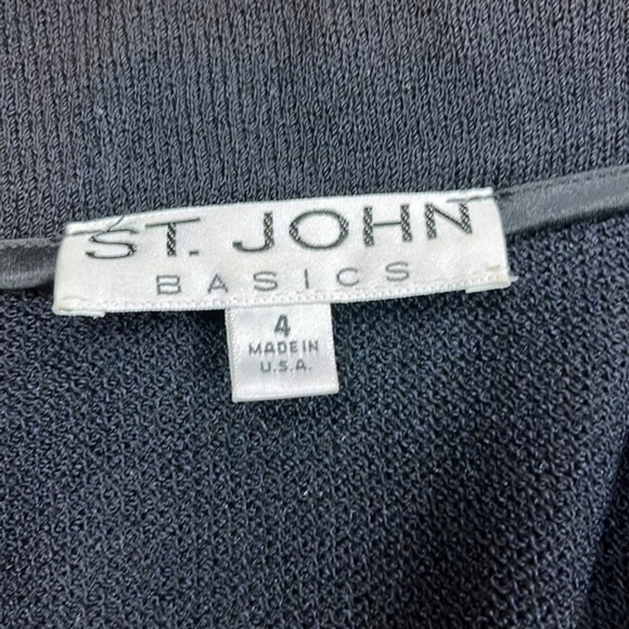 St. John Elegant High Collar Knit Black Cardigan Evening Jacket Size 4 - Picture 13 of 14